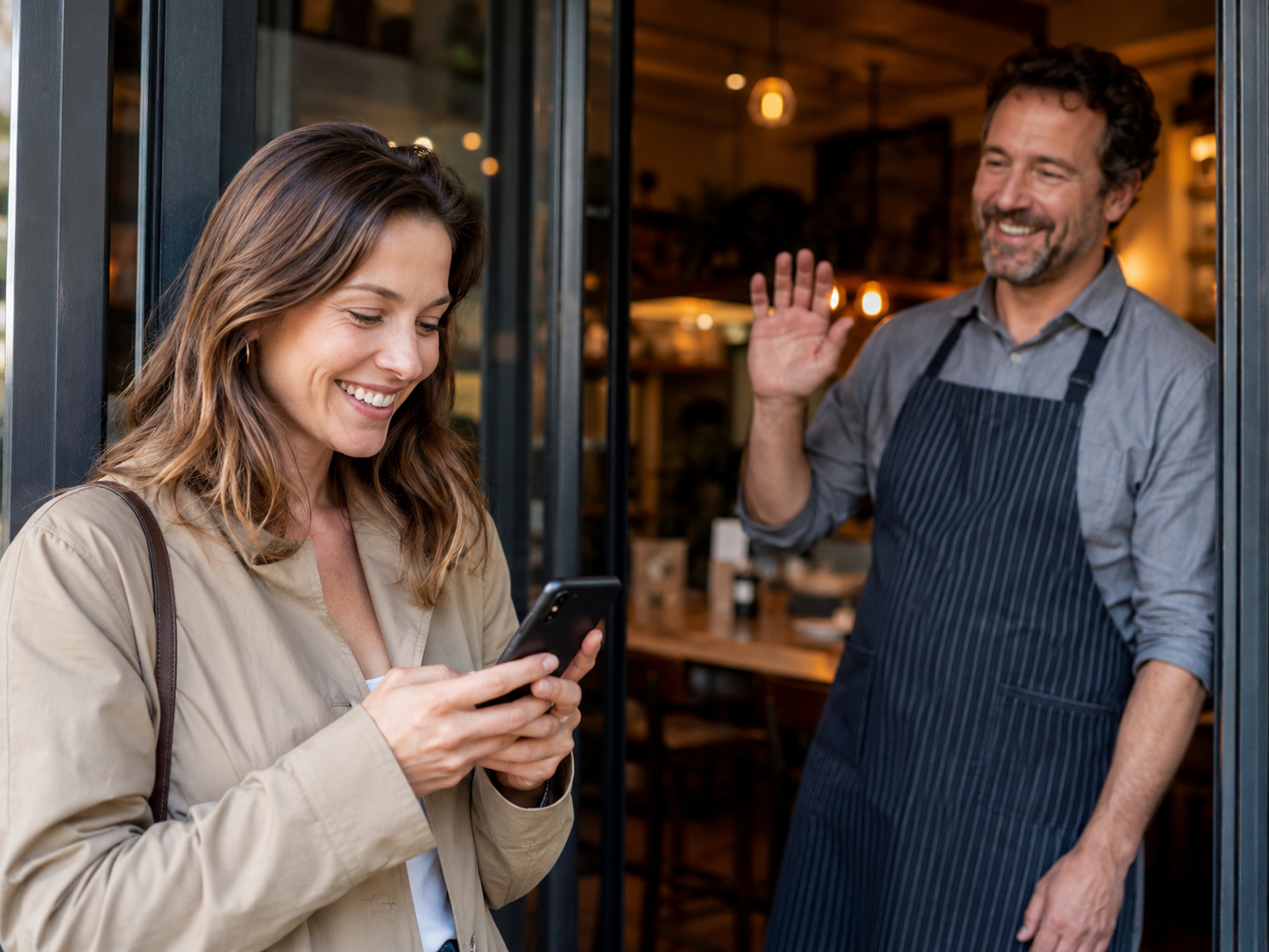 Restaurant owner reviewing customer activity on a laptop